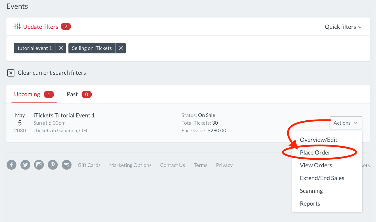 Location of Order Form